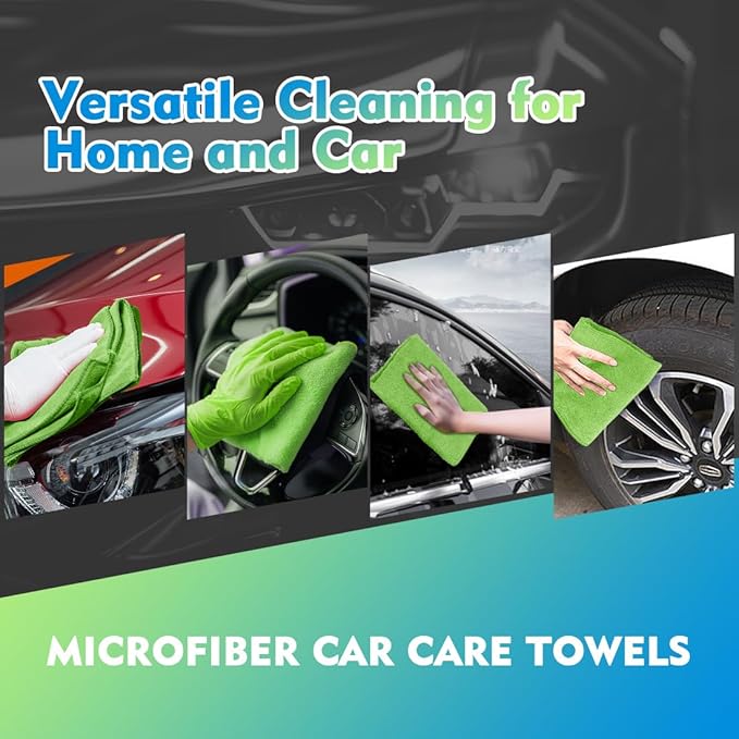 HOMEXCEL Green Microfiber Cleaning Cloth 20 Pack 11.5 x 11.5 Inch Microfiber Towels for Cars Ultra Absorbent Cleaning Rags Lint Free Cleaning Towels for Household Kitchen, Window Car