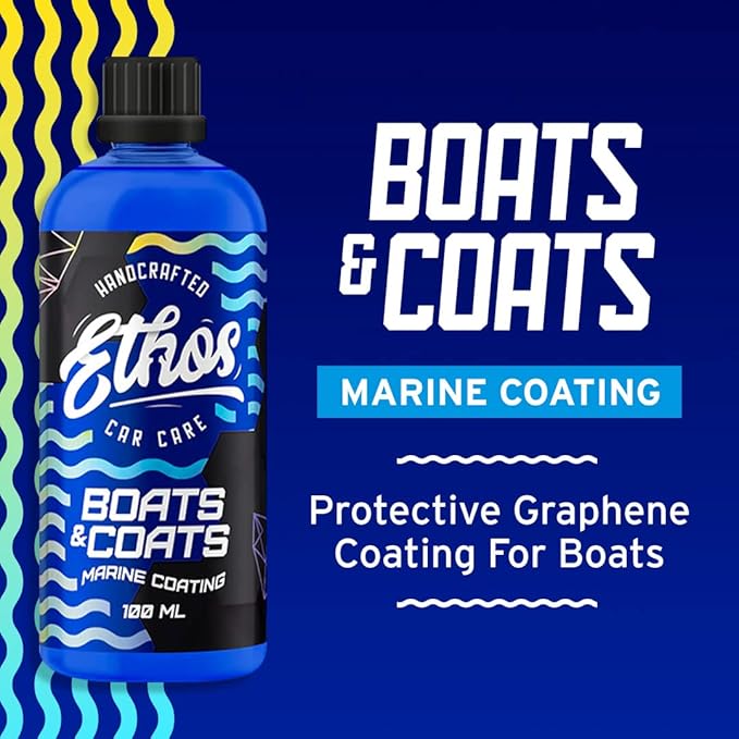 Ethos Boats & Coats (100ml) - Ceramic Coating for Boats Protective Graphene Coating For Boats, Yachts, Powerboats and Jet Skis Ultimate Ceramic Protection UV Protection, Dirt and Dust Repellence