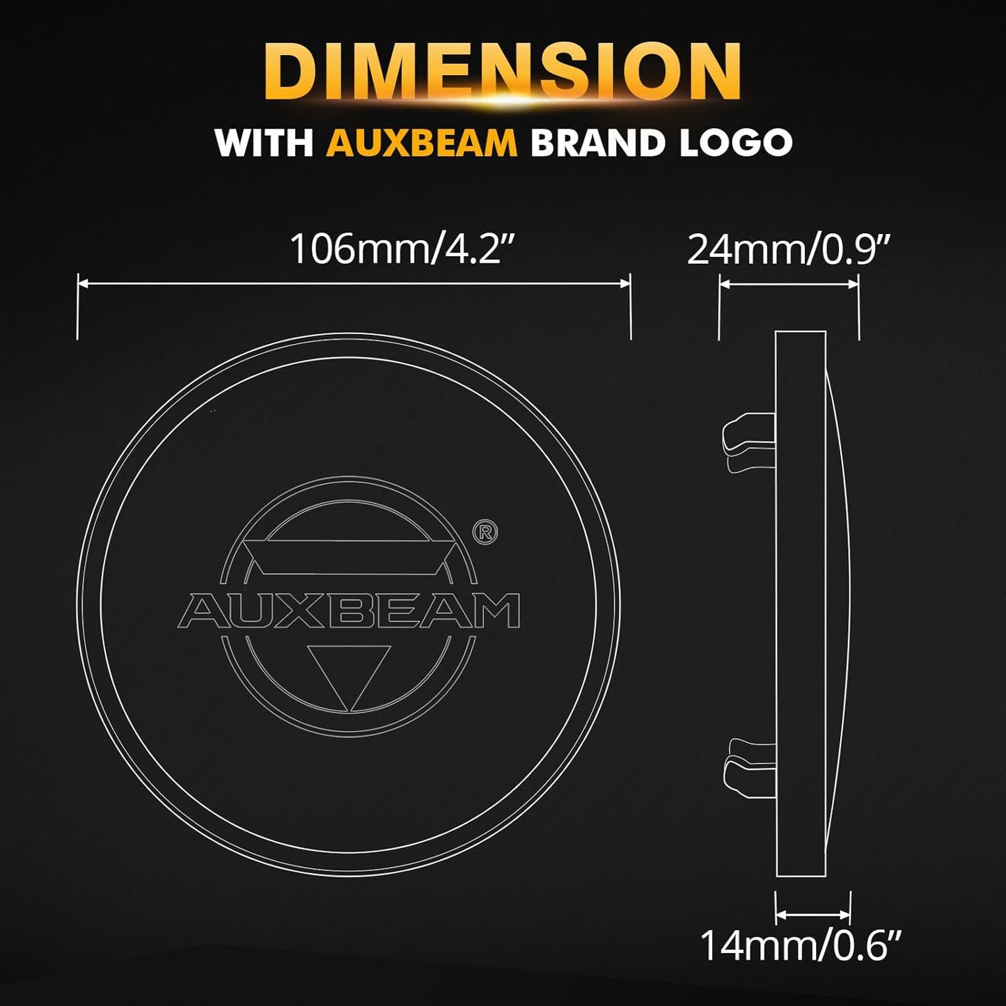 Auxbeam C4 Series 4 Inch Black Protective Light Covers, Round Offroad LED Pods Lens Cap, On Road & Off Road, Polycarbonate Plastic, Snap-On Design, 2 Packs