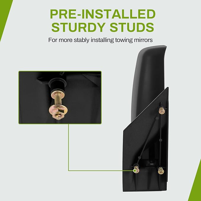 AUTOSAVER88 Towing Mirrors Compatible with 2003-2019 Chevy Express GMC Savana 1500 2500 3500, Manual Folding Manual Control Glass Door Mirror Side Mirror Tow Mirror Black Housing