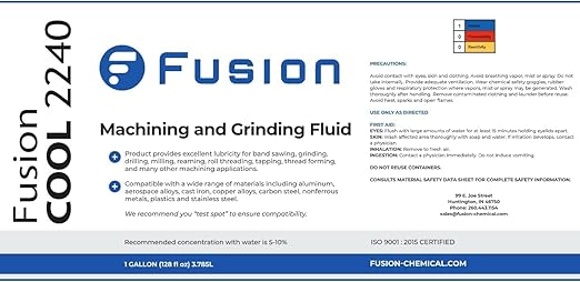 Metal Cutting Oil Cutting Fluid for Machine Shops | Fusion Cool 2240 | General Purpose Coolant for and Machine Shop Operations | Health Safety | Exceptional Sump Life | Semisynthetic (1 Gallon)