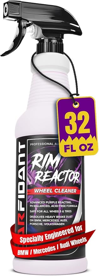Carfidant Rim Reactor Wheel Cleaner Spray – Safe for BMW, Mercedes, Audi, VW & Porsche – Removes Brake Dust & Grime – Dilutable, pH Neutral, Non-Acidic – 32 fl oz