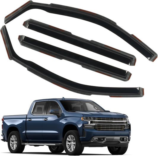 in Channel Window Rain Guards for 2019-2025 Chevy Silverado/GMC Sierra 1500 Crew Cab, Durable Window Vent Visors Shades Wind Deflectors, Exterior Car Accessories, 2020 2021 2022 2023 2024, 4PCS