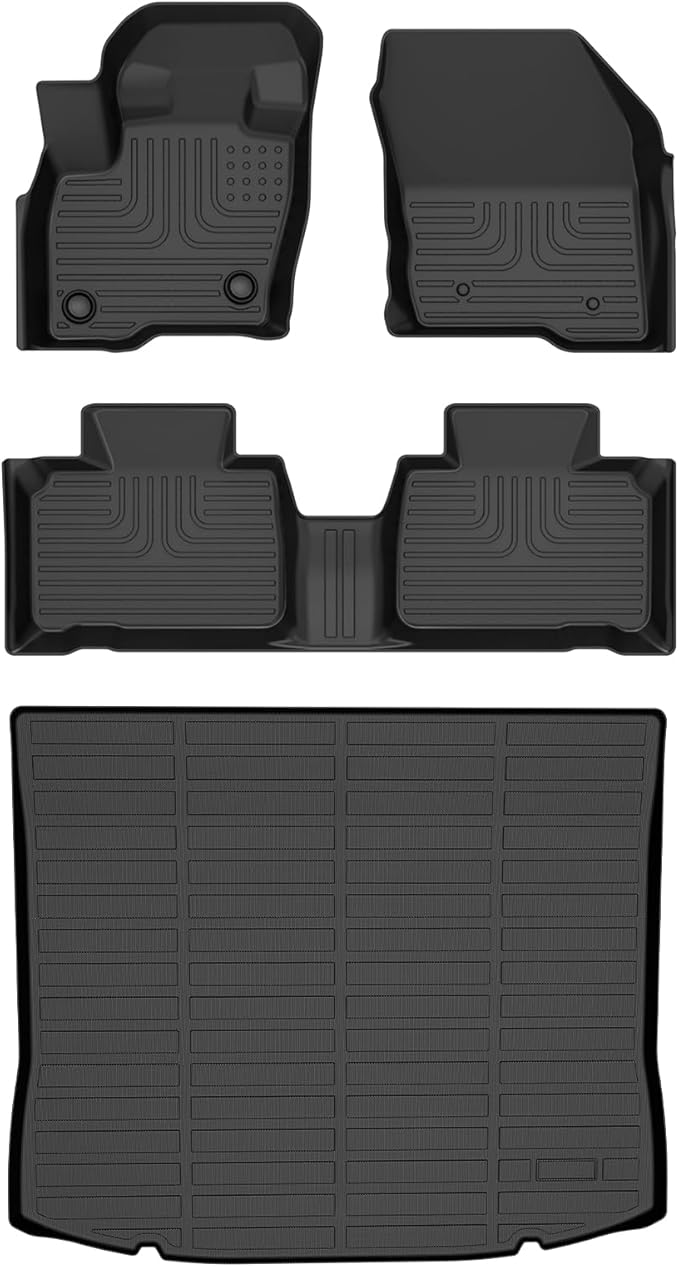 Floor Mats & Cargo Liner for Ford Edge 2015-2025, All Weather Automotive TPE Floor Liners Set Anti-Slip Waterproof Accessories (Car Mats+Trunk Mat) Black