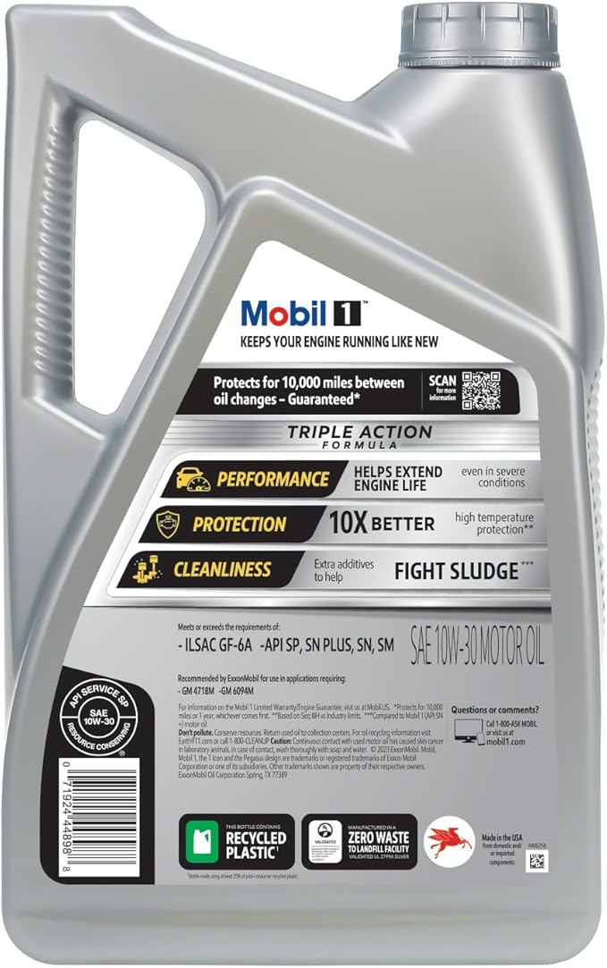 Mobil 1 Advanced Full Synthetic Motor Oil 10W-30, 5 Quart