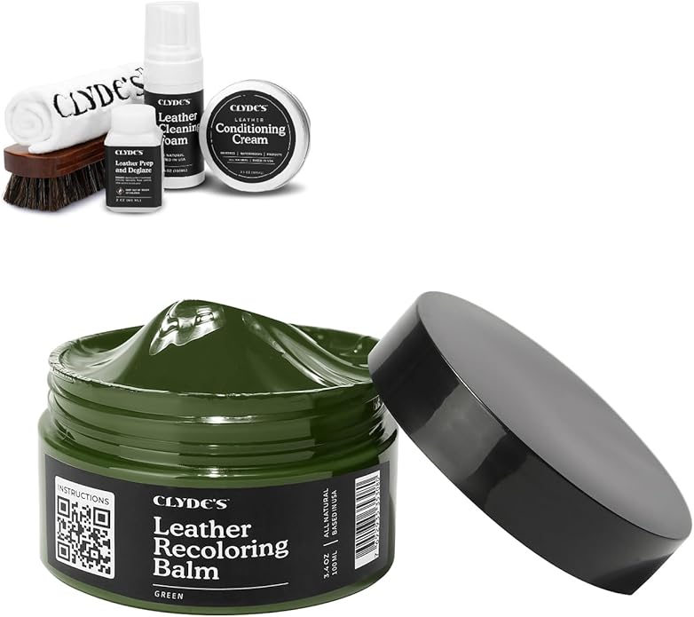 Clyde's™ 4-Step Leather Recoloring Kit | Includes Brush and Lint-Free Towels | Cleans, Restores, and Protects Your Leather