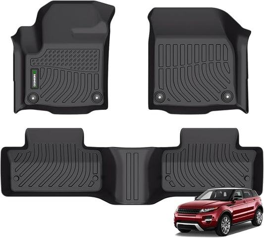 ANBINGO®-for Range Rover Evoque Floor Mats 2012-2019(Not for Convertible) All Weather Protection TPE Heavy Duty Non-Slip Automotive Floor Liners Fits Front& 2nd Row Full Set Accessories, Black