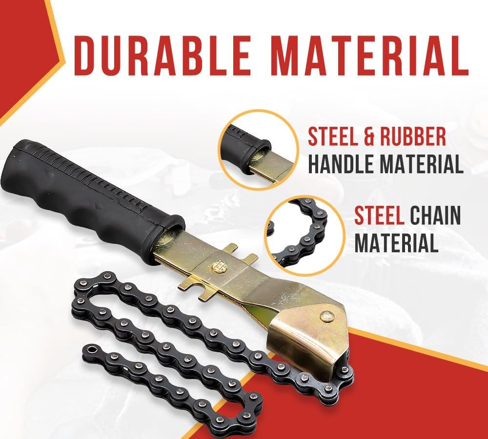 Mytee Products 2 Pack 15" Heavy-Duty Oil Filter Chain Wrench for 4" Diameter Filters – Rivet Locking Mechanism & Ideal for Chain Oil Filter Remover & General Maintenance Tasks