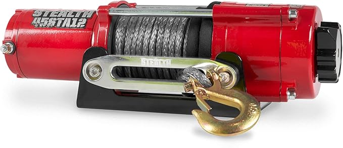 Stealth Winches 4500 lb 12V Electric Winch with Synthetic Rope & 2 Wireless Remote Kit for ATV UTV Jeep Truck Boat Trailer Car Towing Recovery, Heavy Duty Portable Off Road Winch with Mounting Plate