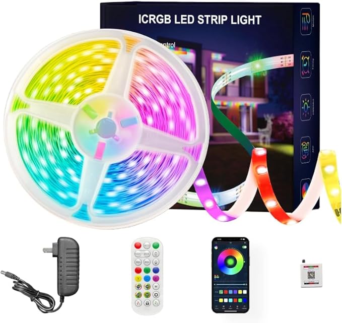 165 ft IC+RGB,Led Lights for Bedroom,Music Sync Color Changing,with Remote App Control Strip Lights for Room Home Kitchen Decor Party