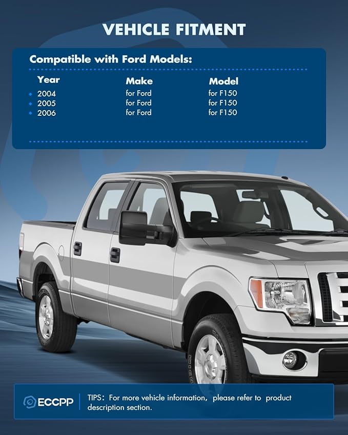 ECCPP Side Mirrors Replacement Fit 2004 2005 2006 for Ford Truck Driver Passenger Side Mirror Power Heated Turn Signal Light Towing Mirrors Pair