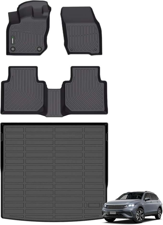ANBINGO-Floor Mats & Cargo Liner Set Fit for 2025 Tiguan, All Weather Tiguan Floor Mats Protection TPE Anti-Slip Automotive Full Set Floor Liners Custom Tiguan Accessories - Black