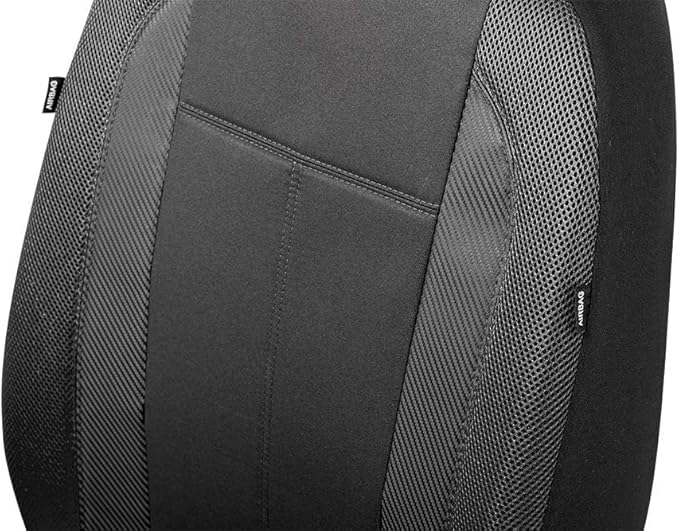 PIC AUTO Low Back Front Car Seat Covers - Sports Carbon Fiber Mesh Design, Two Front Set, Airbag Compatible, Universal Fit for Most Cars (Black)