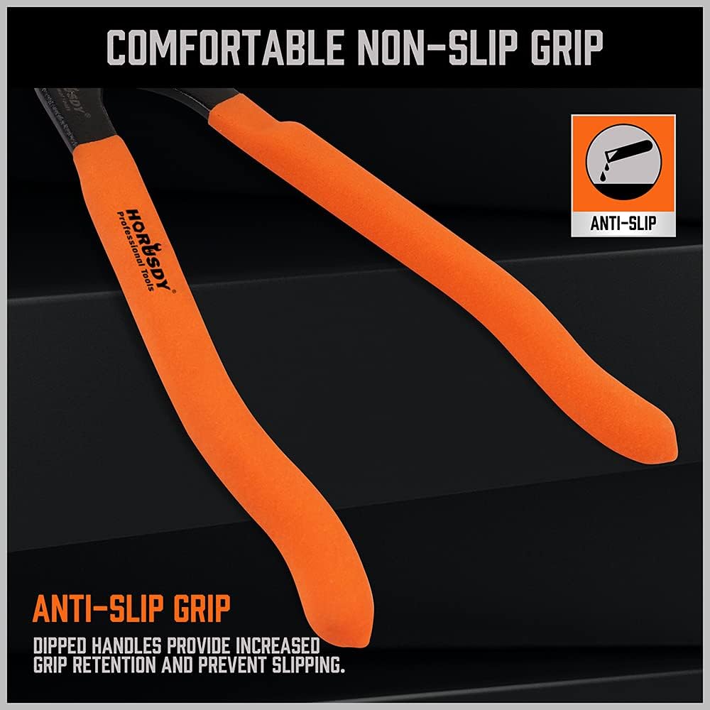 HORUSDY 12" Adjustable Oil Filter Pliers, Adjustable Oil Filter Wrench Removal Tool (Orange)