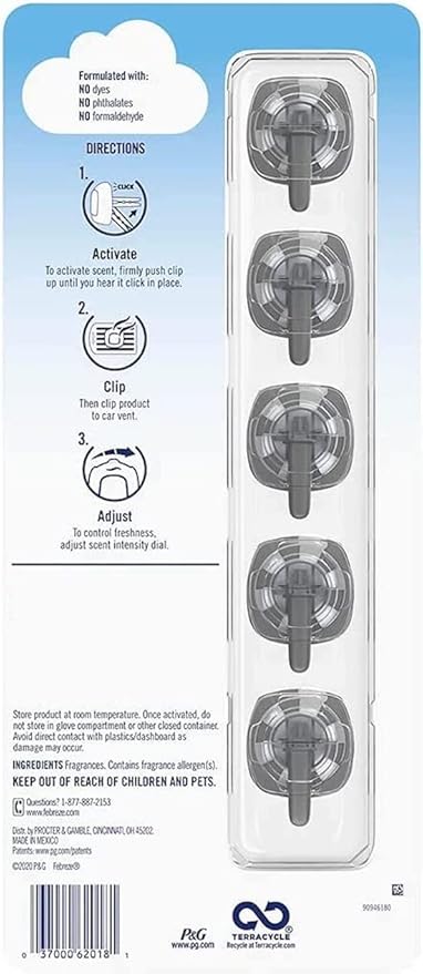 Febreze Air Freshener Car Vent Clips, Linen & Sky (5 Count)