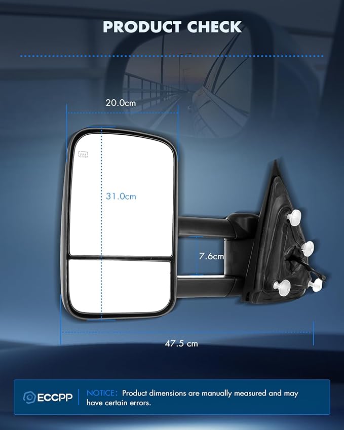ECCPP Towing Mirrors Replacement fit for 2014-2018 for Chevy for GMC for Silverado for Sierra 1500 2015-16 2500 HD 3500 HD Power Heated Mirrors