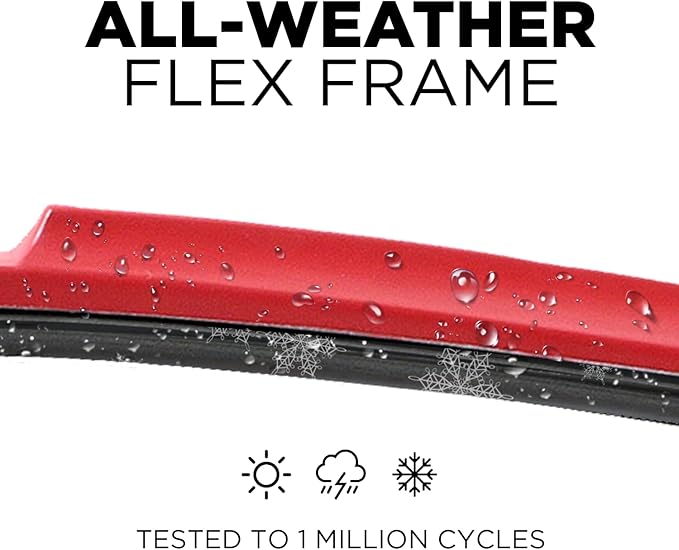 ClixWipers 14" + 14" (Set of 2) Red All Weather Premium Automotive Replacement Windshield Wiper Blades, Passenger and Driver Side Winter Wiper Blades for Various Car Models