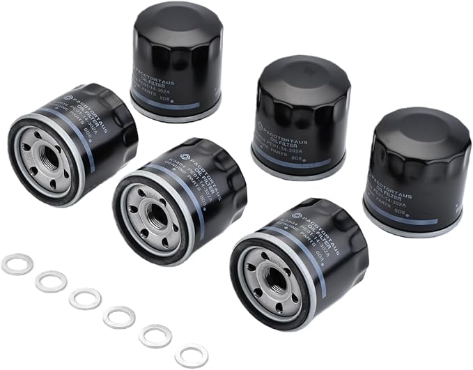 PE01-14-302A Engine Oil Filters Fits for Mazda 2 3 6 CX-3 CX-30 CX-5 CX-50 MX-5 with Drain Plug Washers Replaces W 6018 Wix 57002 B1400 6PCS