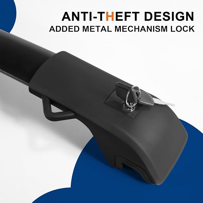 300lbs Roof Rack Cross Bars Compatible with Nissan Rogue 2014-2020 (with Raised Side Rails), Heavy Duty Aluminum Lockable Roof Rails Crossbars Black Rooftop Cargo Carrier Luggage