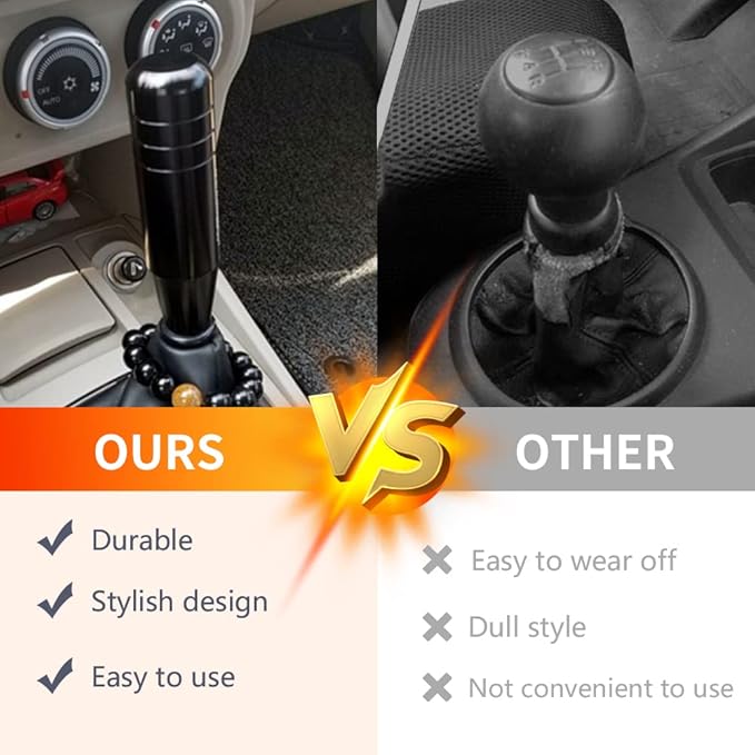 muge racing Universal 5inch Aluminum Alloy Shift Knob, Heavy Duty Car Gear Lever Stick Shifter Handle fit Most Automatic Manual Vehicle Black