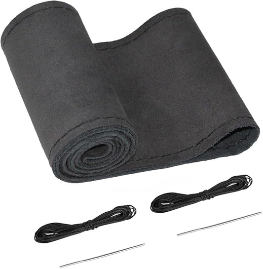 BELINOUS Suede Steering Wheel Leather Wrap (Size L3, Black)