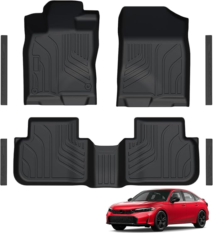 Floor Mats for 2022-2025 2026 Honda Civic Sedan Hatchback Si (Include Sport, Not for Hybrid), 2nd Row with&w/o USB Port, for Acura Integra 2023-2025, All Weather Car Floor Liners Civic Sport
