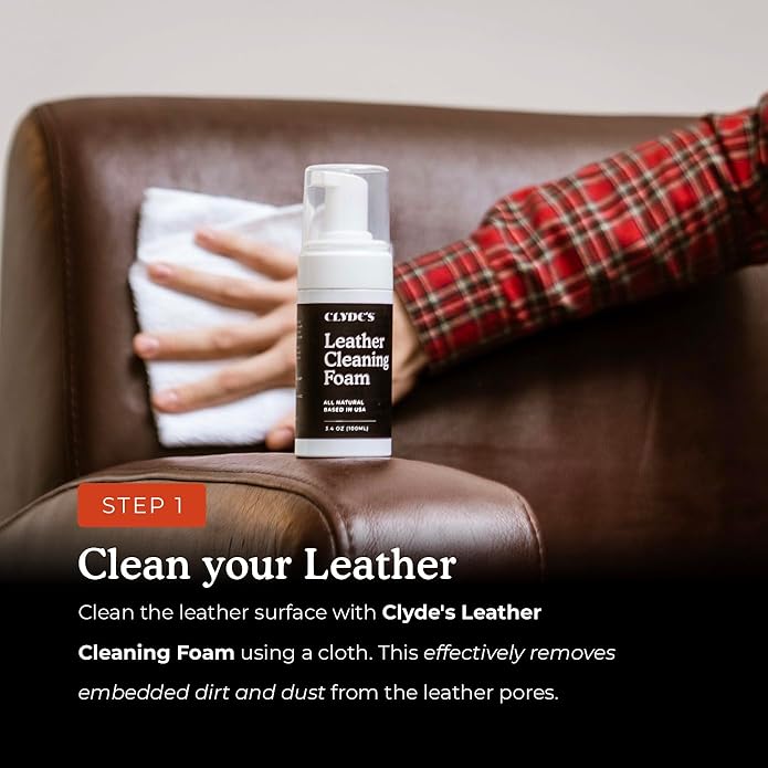 Clyde's™ 4-Step Leather Recoloring Kit | Includes Brush and Lint-Free Towels | Cleans, Restores, and Protects Your Leather