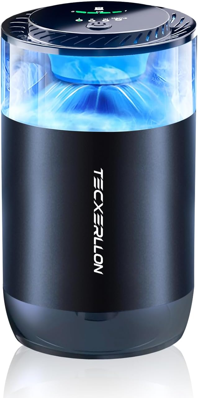 Car Air Freshener, Car Diffuser with Smart Spray Modes (4 Settings) & Essential Oil Monitor, 1600 Sprays USB-C Rechargeable, Auto On/Off, 2 Scents Refills, Car Scent with Ambient Light