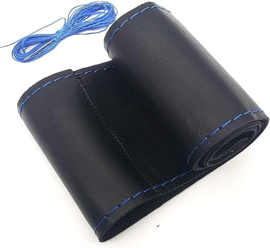 AUTOXBERT 38cm/15 Inch Hand Sewing Steering Wheel Cover Breathable Anti-Slip Leather Steering Wheel Cover for Nissan Qashqai Toyota Camry RAV4 VW Golf