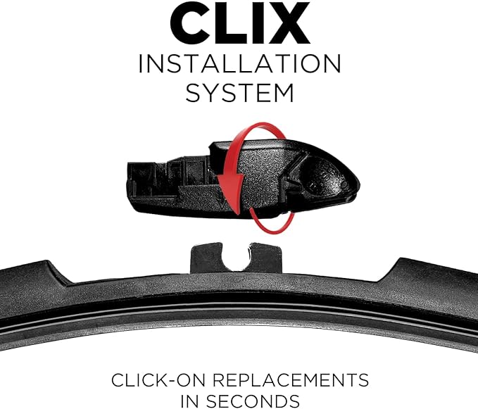 ClixWipers 28" + 20" High Performance Premium Automotive Replacement Windshield Wiper Blades, Passenger and Driver Side Wiper Blade Designed For All Weather & Winter Conditions (Set of 2)
