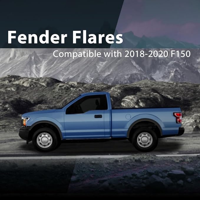 CHEDA Fender Flares Compatible with Ford F150 2018-2020 Black Factory Style Textured Paintable 4PCS
