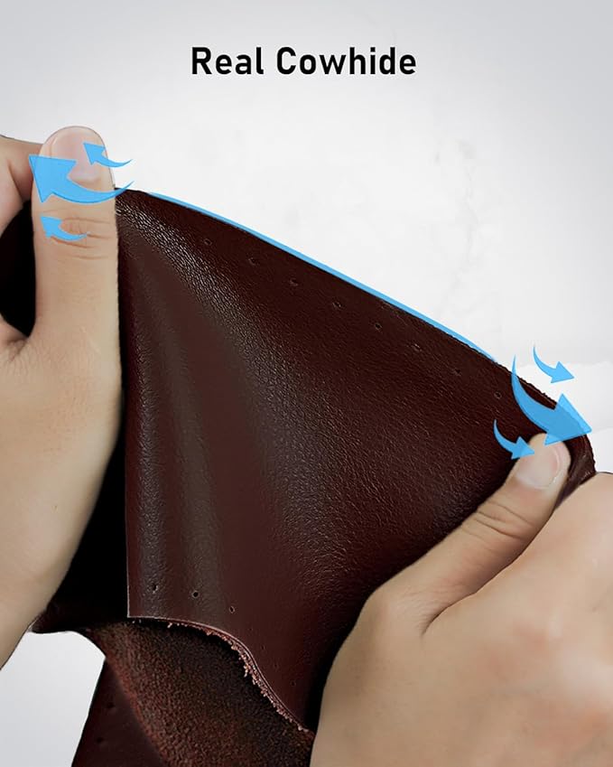 BELINOUS Leather Steering Wheel Cover Lace Up, Stitch On Wrap, Universal Fit 13-20 inch Car Truck SUV Pickup Boat, A Whole Piece of Cowhide, DIY Stitch w/Needle Thread (Size M3, Coffee)