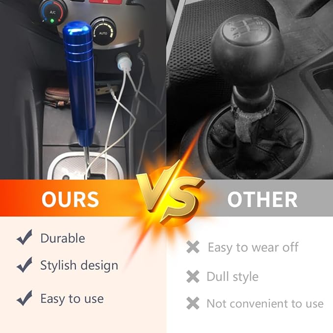 muge racing 5inch Aluminum Alloy Shift Knob, Heavy Duty Car Gear Lever Stick Shifter Handle fit Most Automatic Manual Vehicle Blue