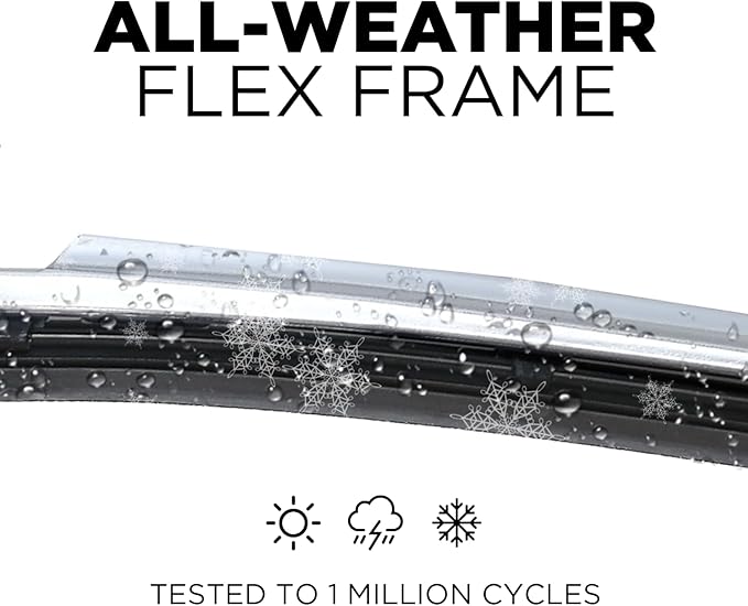 ClixWipers 24" + 18" (Set of 2) Chrome All Weather Premium Automotive Replacement Windshield Wiper Blades, Passenger and Driver Side Winter Wiper Blades for Various Car Models