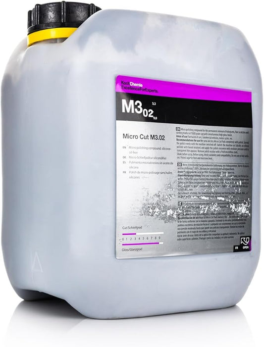 Koch-Chemie - Micro Cut Polishing Compound - Silicone Oil-Free; Permanent Removal of Holograms, Fine Scratches, and Sanding Marks to P3000 Grain Size; High Gloss Finish (5 Liters)