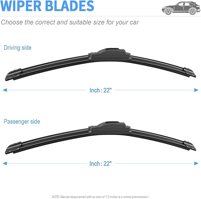 Gavimnal® 22"+22" Silicone Wiper Blades Replacement For Ford F-150 1997-2023 Expedition 2008-2023 Cadillac Escalade 2008-2019 Ram 2500 2009-2010,All-Season Front Windshield Wiper Blades(Set of 2)