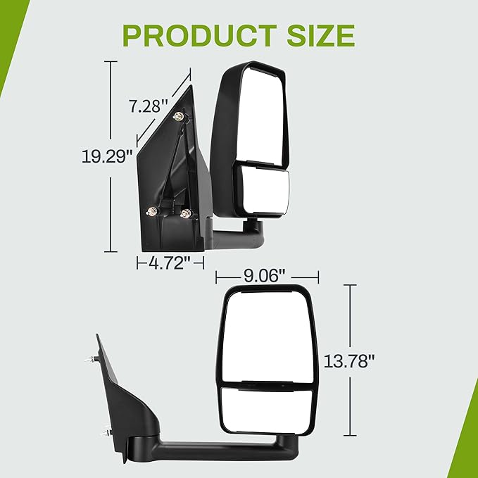 AUTOSAVER88 Right Passenger Side Mirror Towing Mirror Compatible with 2003-2019 Chevy Express GMC Savana 1500 2500 3500, Manual Folding, Adjustable, Black Housing