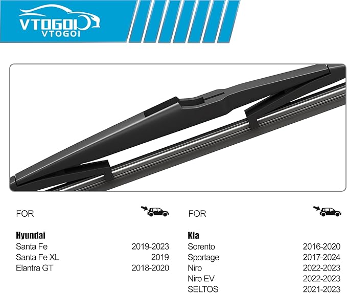 VTOGOI Original Factory Quality Rear Windshield Wiper Blades Replacement For Hyundai Santa Fe 2019-2023,Kia Sorento 2016-2020,Kia Sportage 2017-2024,Kia Niro 2022-2023,Easy To Install 11"(Pack of 1)