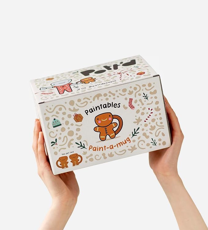 Pott’d Paintables Gingerbread Christmas Paint-a-Mug Kit – DIY Christmas Coffee Mugs, Includes Mugs, Paints, Brushes & Painting Inspiration Guide