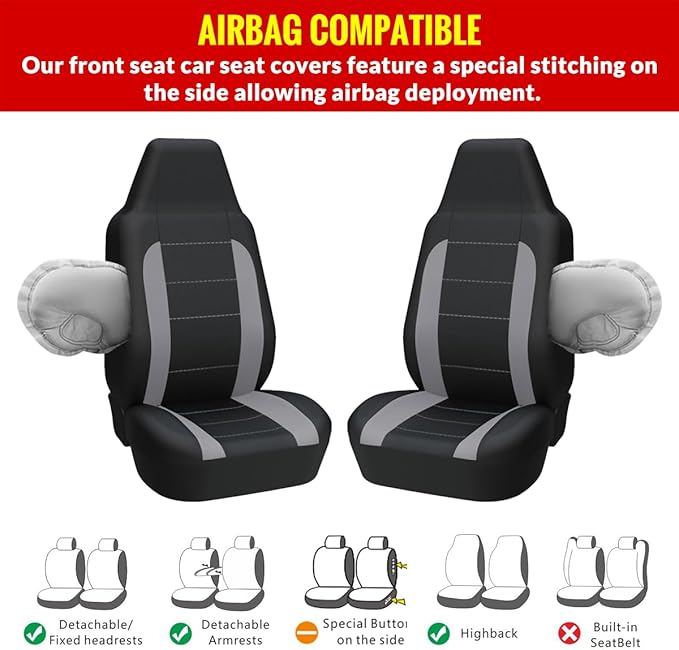 AUTOYOUTH Car Seat Covers - Achieve The Perfect Combination of Style and Protection with Universal Fit for Sedan, Truck, SUV (Gray)