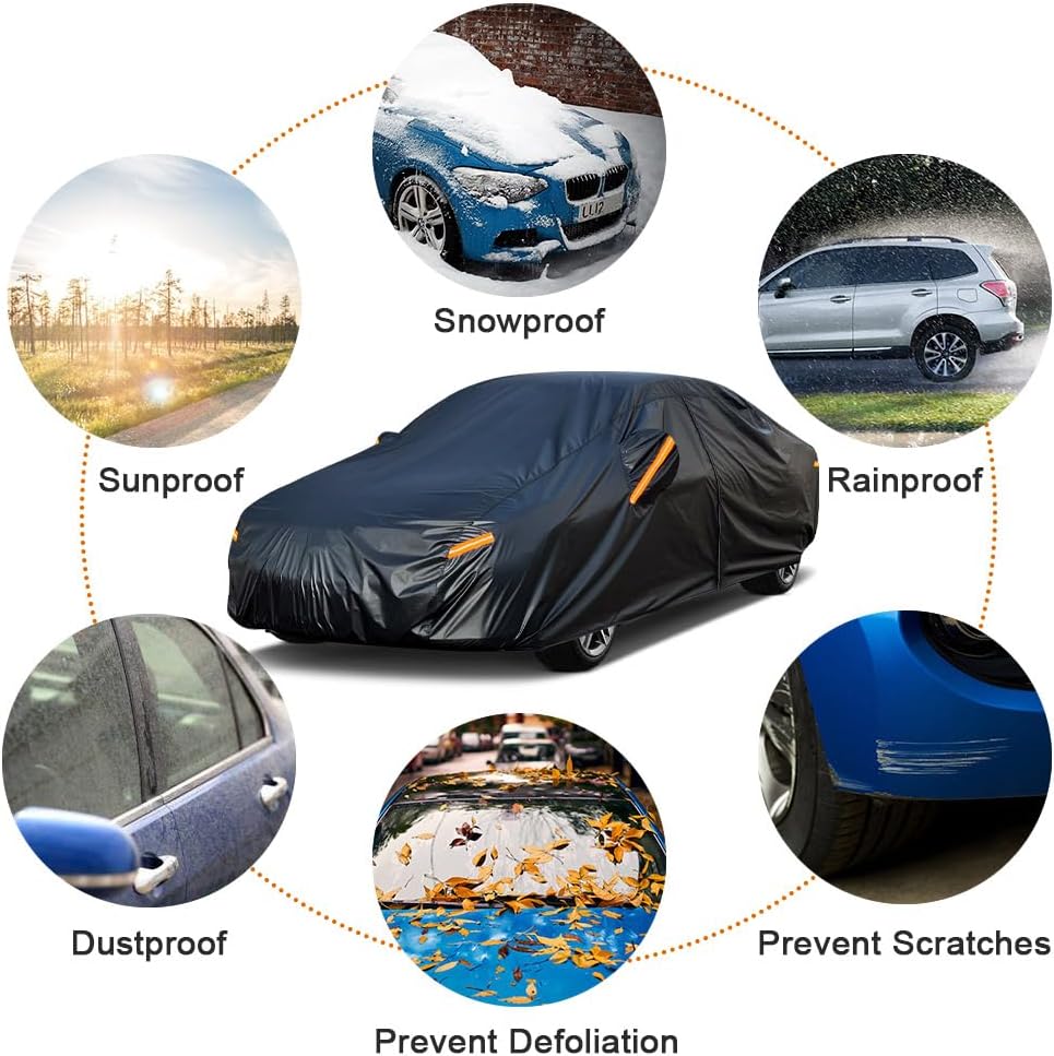 Kayme 7 Layers Car Cover Custom Fit for Nissan Altima (2002-2025) Waterproof All Weather for Automobiles, Outdoor Full Cover Rain Sun UV Protection.Black