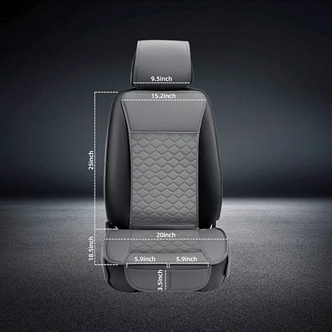 Elantrip 2PCs Front Car Seat Covers Leather Car Seat Protector Universal fit for Most Cars SUVs and Trucks Water Proof Seat Protector Gray