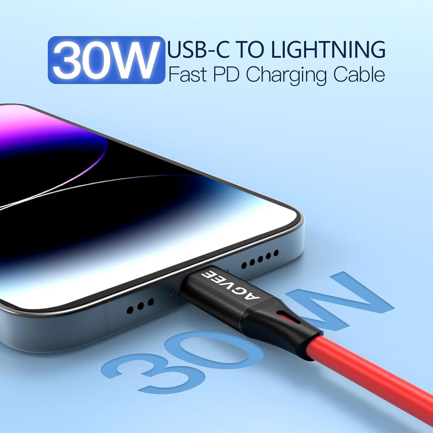 AGVEE 2 Pack 5ft Coiled Short USB to Lightning Charging Cable [MFI Certified] 3A Fast Charger Cord in Car for iPhone 14/13/12/11/XS/8/7/6/5 CarPlay, iPad, iPod, Red