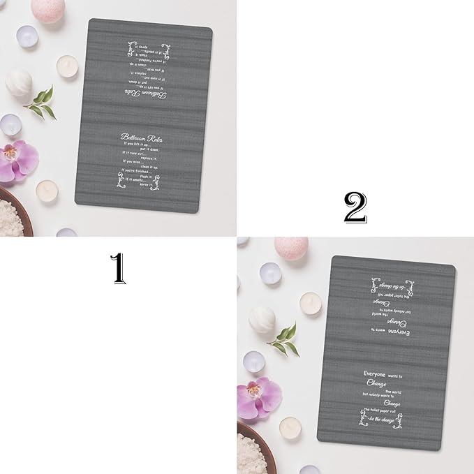 Funny Bathroom Rules Decorative Hand Towels Set of 2, Rustic Farmhouse Hand Towels for Bathroom Decor, 16x24 Inch(Elegant Gray Style)