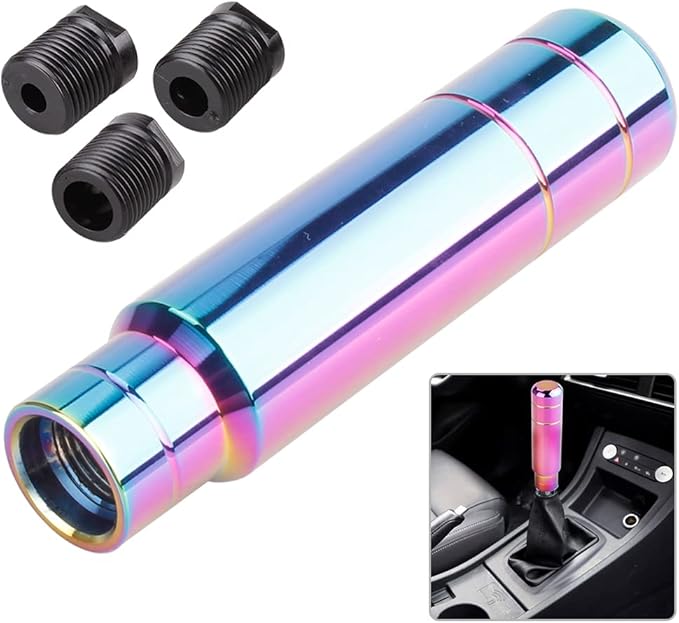 BARTOO Aluminum Alloy Heavy Weighted Shifter Knob, 5" Auto Gear Shift Knob, Car Gear Lever Stick Shifter Handle,with 3 Threaded Adapters M8 M10 M12,Fit Most Automatic Manual Vehicle(Neo)