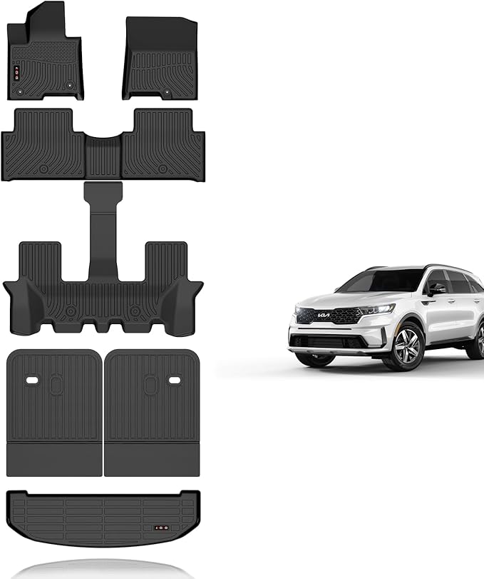 KELCSEECS® Floor Mats & Backrest Mat & Cargo Liner for 2026 2025 2024 Hyundai Santa Fe Hybrid All Weather Car Mats Trunk Liner Trunk Mat Santa Fe Hybrid Floor Mats Black Accessories