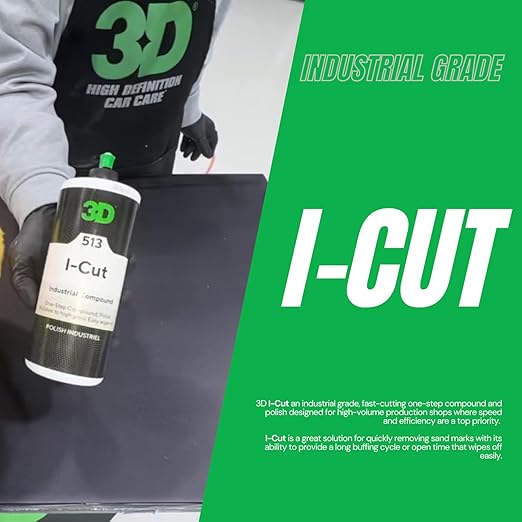 3D I-Cut Rubbing Compound & Polish – Fast Paint Correction for High-Volume Body Shops | Removes P1500+ Sanding Marks | Long Buffing Cycle | 16oz | USA Made
