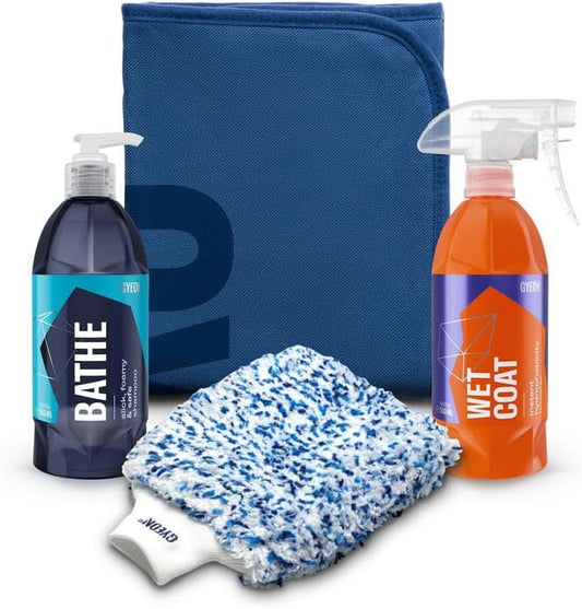 GYEON Wet Coat Kit - Hydrophobic Ceramic Spray Coating for Cars - High Gloss Solutions for Your Car Paint Wheels and Glass - Spray On Rinse Off Easy DIY Use Formula