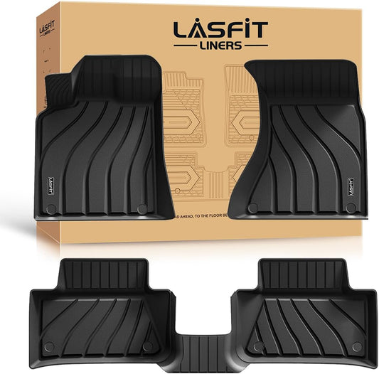LASFIT Floor Mats for Porsche Macan 2014-2025 All Weather Floor Liner TPE Custom Fit Car Mats for Porsche Macan 1st & 2nd Row Rubber Mats, Black, Easy to Clean
