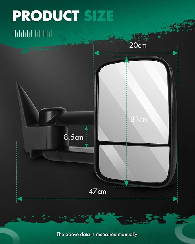 SCITOO Towing Mirrors for 2003-2007 Chevy GMC f-20250618 variations (1999-2007 Chevy/GMC Black - Manual Adjusted No Heated)